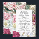 Invitación Bat Mitzvah Elegante acuarela Floral<br><div class="desc">El Bat Mitzvah Elegant Watercolor Floral Invitation incluye un elegante fondo de flores acuáticas con eucalipto,  frondas de palmeras,  rosas,  peonías y helechos en tonos mudos de ciruela,  burdeos,  verde,  melocotón y rosa. Personalizado editando el texto en los cuadros de texto proporcionados. Diseñado por ©Evco Studio www.zazzle.com/store/evcostudio</div>