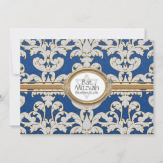 Invitación Bat Mitzvah - Elegante Barroco de hojas florales