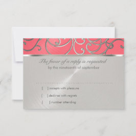 Invitación Bat Mitzvah Elegante Filigree rosa y plateado