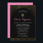 Invitación BAT MITZVAH elegante glamour confeti spot oro rosa<br><div class="desc">por kat massard >> kat@simplysweetPAPERIE.com << - - - - - - - - - - - - - - - - - - - - - - - - - - - - - - - - - - - - - - - - - - - - -...</div>