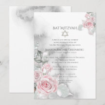 BAT MITZVAH | Elegantes Rosas de acuarela rosa