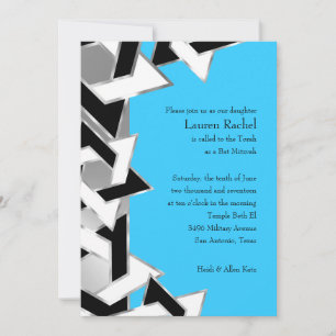Invitación Bat Mitzvah Estrella blanca negra de David en cual