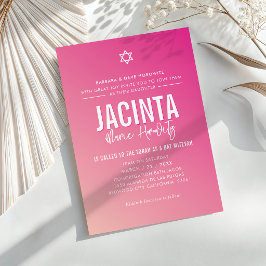 Invitación BAT MITZVAH estrella moderna gradiente rosa bonito