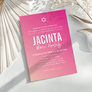 Invitación BAT MITZVAH estrella moderna gradiente rosa bonito