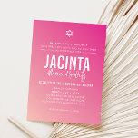 Invitación BAT MITZVAH estrella moderna gradiente rosa fuschi<br><div class="desc">por kat massard >>> kat@simplysweetPAPERIE.com << CONTACTE ME para la redacción personalizado o para añadir líneas en hebreo Me encanta el diseño, pero me gustaría ver algunos cambios - otro esquema de color, producto, añadir una foto o adaptarlo para una ocasión diferente - no hay preocupaciones simplemente contáctame - ¡me...</div>