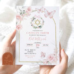 Invitación Bat Mitzvah Floral de mariposa rosa Rubor<br><div class="desc">Invitación floral a la mariposa rosa Rubor Bat Mitzvah | Invitación a Mitzvah de Rubor Pink Floral Bat | Invitación a la celebración religiosa de Chica hebreo | Invitación a Bat Mitzvah de tradición judía | La hija llamada a la invitación de la Torá</div>