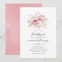 Bat Mitzvah floral de oro rosa y rosa
