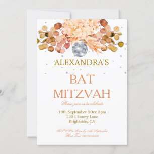 Invitación Bat Mitzvah Floral Disco