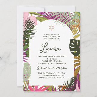 Invitación Bat Mitzvah Floral Tropical