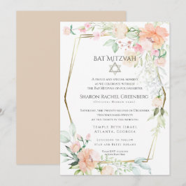 Invitación BAT MITZVAH | Flores de manantial acuático Verso 2