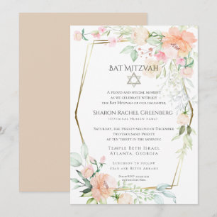 Invitación BAT MITZVAH Flores de manantial acuático Verso 2