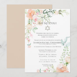 Invitación BAT MITZVAH | Flores de manantial acuático Verso 3