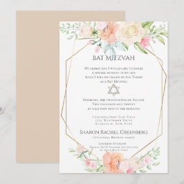 Invitación BAT MITZVAH | Flores de manantial de acuarela Vers