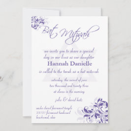 Invitación Bat Mitzvah Formal Floral Púrpura