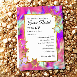 Invitación Bat Mitzvah Gold Star Resumen Tye Rosa
