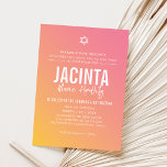 Invitación BAT MITZVAH gradiente amarillo rosa estrella moder<br><div class="desc">por kat massard >>> kat@simplysweetPAPERIE.com << CONTACTE ME para la redacción personalizado o para añadir líneas en hebreo Me encanta el diseño, pero me gustaría ver algunos cambios - otro esquema de color, producto, añadir una foto o adaptarlo para una ocasión diferente - no hay preocupaciones simplemente contáctame - ¡me...</div>