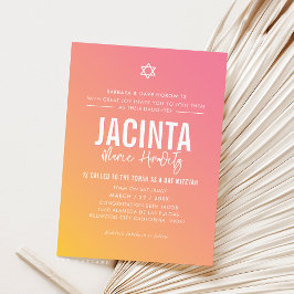 Invitación BAT MITZVAH gradiente amarillo rosa estrella moder