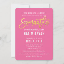 BAT MITZVAH guión de oro blanco rosa bonito SAMANT