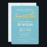Invitación BAT MITZVAH guión de oro blanco turquesa SAMANTHA<br><div class="desc">por kat massard >>> kat@simplysweetPAPERIE.com <<< Un diseño de invitación de moda para el programa de instalación BAR/BAT MITZVAH de su hijo como plantilla es sencillo para usted agregar sus propios detalles, o pulsar el botón personalizar y puede agregar o cambiar texto, tipos de letra, tamaños, etc. TIP: 1. Para...</div>