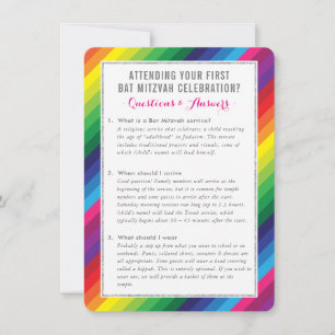Invitación BAT MITZVAH información sobre el servicio Arcoiris