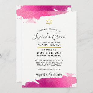 Invitación BAT MITZVAH INVITA el moderno oro dorado rosado ne