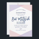 Invitación BAT MITZVAH INVITA mano con letras púrpura rosa pá<br><div class="desc">por kat massard >> kat@simplysweetPAPERIE.com << Un diseño de invitación super cool y moderna para el BAT MITZVAH TIP de su hijo: 1. Para cambiar/mover gráficos y fuentes y añadir más texto, pulse el botón "personalizar". - - - - - - - - - - - - - - -...</div>