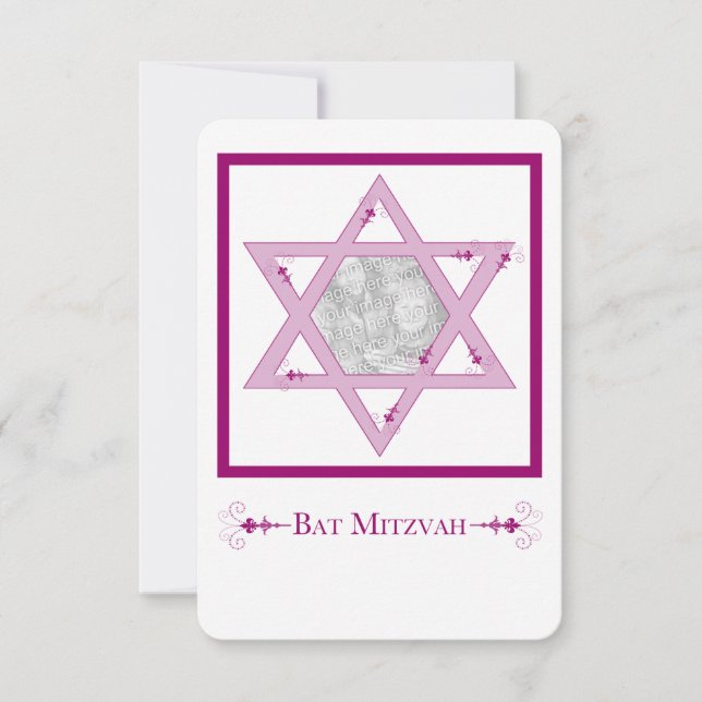 Invitación bat mitzvah (invitado de foto de la estrella de da (Anverso)