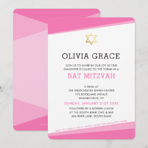 Invitación BAT MITZVAH INVITAR ángulos modernos y simples de 