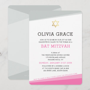 Invitación BAT MITZVAH INVITAR ángulos modernos y simples de 