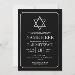 Invitación Bat Mitzvah Judío Estrella Negra Platea