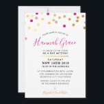 Invitación BAT MITZVAH Lugares modernos de confeti divertido<br><div class="desc">por kat massard >>> WWW.SIMPLYSWEETPAPERIE.COM << CONTACTE ME para la redacción personalizado o para añadir líneas en hebreo Me encanta el diseño, pero me gustaría ver algunos cambios - otro esquema de color, producto, añadir una foto o adaptarlo para una ocasión diferente - no hay preocupaciones simplemente contáctame - ¡me...</div>