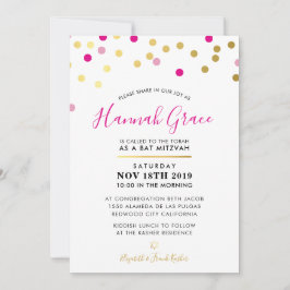 Invitación BAT MITZVAH Lugares modernos de confeti divertido