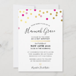 Invitación BAT MITZVAH Lugares modernos de confeti divertido
