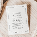Invitación Bat Mitzvah minimalista<br><div class="desc">Esta minimalista invitación a Bat Mitzvah es perfecta para un simple mitzvah de murciélago. El moderno diseño romántico presenta una tipografía clásica en blanco y negro, acompañada de una caligrafía rústica y elegante con un estilo de letra a mano vintage. Personalizable de cualquier color. Mantenga el diseño simple y elegante,...</div>