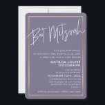 Invitación BAT MITZVAH minimo moderno mauve marco púrpura<br><div class="desc">por kat massard >>> kat@simplysweetPAPERIE.com <<< Ama el diseño, pero me gustaría ver algunos cambios - otro esquema de color, producto, agregar una foto o adaptado para una ocasión diferente - no hay preocupaciones simplemente contáctame por correo electrónico - ¡estoy encantado de ayudar! - - - - - - -...</div>