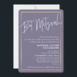 Invitación BAT MITZVAH minimo moderno mauve marco púrpura<br><div class="desc">por kat massard >>> kat@simplysweetPAPERIE.com <<< Ama el diseño, pero me gustaría ver algunos cambios - otro esquema de color, producto, agregar una foto o adaptado para una ocasión diferente - no hay preocupaciones simplemente contáctame por correo electrónico - ¡estoy encantado de ayudar! - - - - - - -...</div>