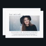 Invitación Bat Mitzvah| Moderna foto elegante<br><div class="desc">Compuesto por simples cuadros rectos con una tipografía serif clásica. Todo en un contexto simple. Estos elementos son sencillos,  intemporales y clásicos. Agregar una foto personalizado (mejor con fotos horizontales)

Disponible aquí:http://www.zazzle.com/store/selectpartysupplies</div>