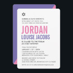 Invitación BAT MITZVAH moderno básico negrita color púrpura r<br><div class="desc">por kat massard >>> kat@simplysweetPAPERIE.com << CONTACTE ME para la redacción personalizado o para añadir líneas en hebreo Me encanta el diseño, pero me gustaría ver algunos cambios - otro esquema de color, producto, añadir una foto o adaptarlo para una ocasión diferente - no hay preocupaciones simplemente contáctame - ¡me...</div>
