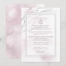 Bat Mitzvah Moderno Rubor Pink Watercolor Splash