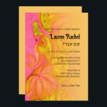 Invitación Bat Mitzvah Naranja Amarillo Floral Bohemia Rosa<br><div class="desc">Grupos de invitación Bar Mitzvah y Bat Mitzvah diseñados por Umua. Impreso y enviado por Zazzle o sus socios.</div>