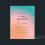 Invitación Bat Mitzvah, Naranja rosa Verde azulado y colorido<br><div class="desc">Retro Groovy Colorido Naranja Rosa Verde azulado Resumen Invitación Bat Mitzvah</div>