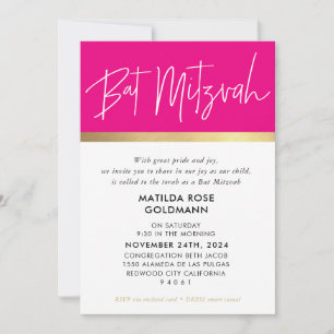 Invitación BAT MITZVAH oro negro ultra moderno