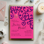 Invitación Bat Mitzvah Patrón de desplazamiento Púrpura Invit<br><div class="desc">Grupos de invitación Bar Mitzvah y Bat Mitzvah diseñados por Umua. Impreso y enviado por Zazzle o sus socios.</div>