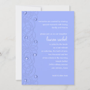 Invitación Bat Mitzvah Pearls Lace Periwinkle en cualquier co