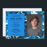 Invitación Bat Mitzvah Personalizado de mármol azul<br><div class="desc">¡Tarjeta perfecta para anunciar una mitzvah de murciélago, el bar mitzvah u otra celebración judía! ¡Hand hizo arte abstracto para ti en el frente y en el trasero! ¡TODO PERSONALIZABLE! Haz clic en "Personalizar" para editar el texto y añadir tu propia foto. Haga clic en "editar usando la herramienta de...</div>