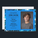 Invitación Bat Mitzvah Personalizado de mármol azul<br><div class="desc">¡Tarjeta perfecta para anunciar una mitzvah de murciélago, el bar mitzvah u otra celebración judía! ¡Hand hizo arte abstracto para ti en el frente y en el trasero! ¡TODO PERSONALIZABLE! Haz clic en "Personalizar" para editar el texto y añadir tu propia foto. Haga clic en "editar usando la herramienta de...</div>