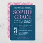 Invitación BAT MITZVAH pila geométrica moderna rosa azul oscu<br><div class="desc">por kat massard >>> WWW.SIMPLYSWEETPAPERIE.COM <<- - - - - - - - - - - - - - - CONTACTE CONMIGO para ayudar a equilibrar tu tipo a la perfecciónMe encanta el diseño, pero me gustaría ver algunos cambios - otro esquema de color, producto, añadir una foto o adaptarlo...</div>