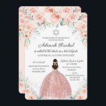 Invitación Bat Mitzvah Princesa Rubor Rosas florales Silver<br><div class="desc">Personalice esta encantadora invitación mitzvah bat con su propia redacción de forma fácil y rápida,  simplemente pulse el botón personalizar it para reorganizar y formatear el estilo y la ubicación del texto.  Encontrará los elementos coincidentes.  c) El estudio Happy Cat Studio</div>