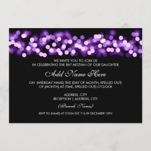 Invitación Bat Mitzvah Purple Hollywood Glam