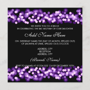 Invitación Bat Mitzvah Purple Hollywood Glam
